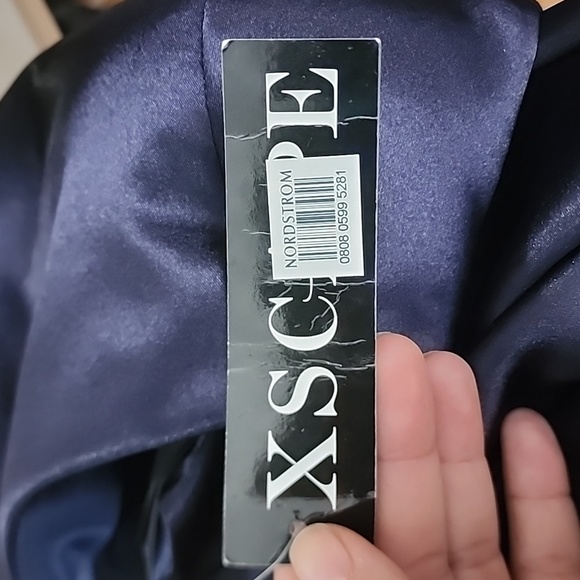 XSCAPE charmeuse halter sheath gown with lace-up back - Picture 4 of 8